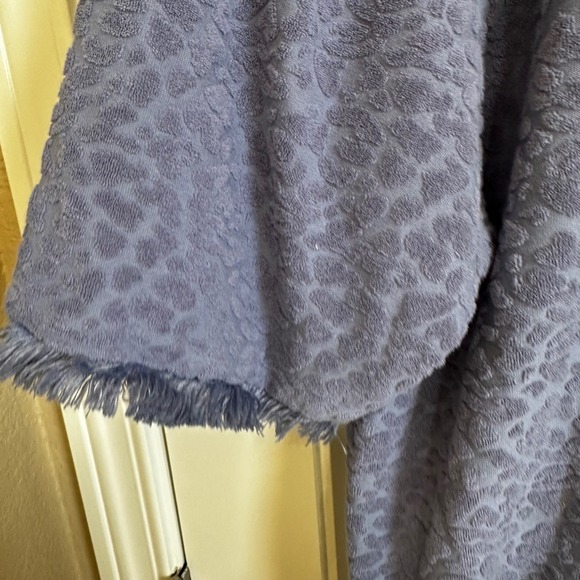 Blank Terry Cloth Cover Up‎ Dress Hooded Pockets Fringed Hem Blue XS - Picture 4 of 8